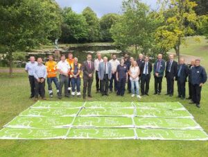 Representatives from Durham County Council and park volunteers celebrate the Green Flag accreditation at Hardwick Park near Sedgefield