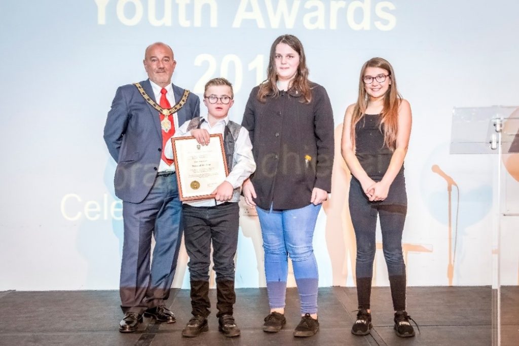 Mayor David Fleming presenting the Team of the Year Award to AYCC’s Disability Youth Group