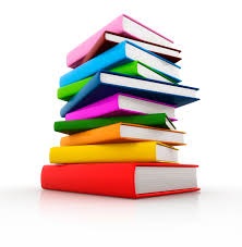 A stack of colourful books