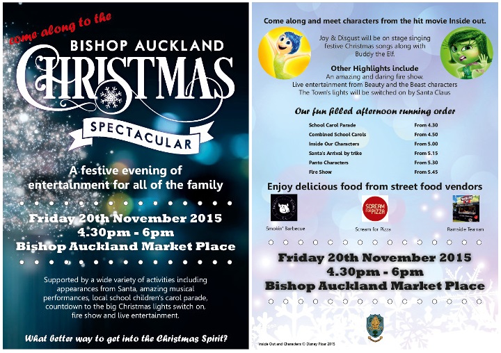 Bishop Auckland Christmas Spectacular Flyer, Friday 20th November 2015