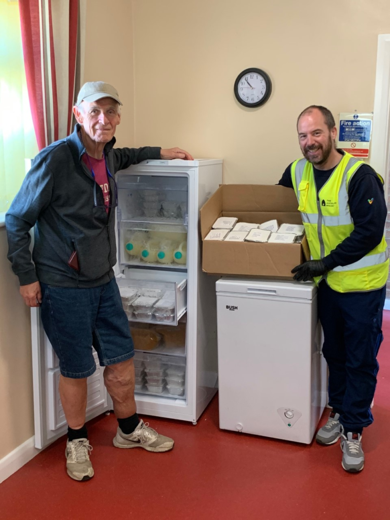 Woodhouse Close Community Foodbank volunteer, Roger Gibson with Councillor Lee Brownson from Bishop Auckland Town Council in attendance as part of his role with The Auckland Project.