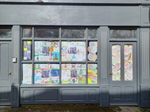 Window decorated for Easter