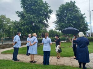 Lord Lieutenant of County Durham, Mrs Sue Snowdon with NHS Staff
