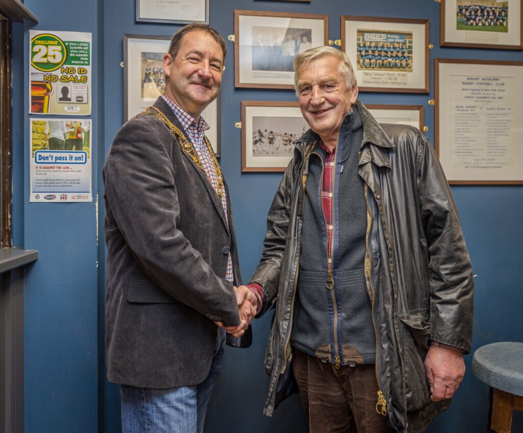 Mayor, Councillor Michael Siddle and Chairman of Bishop Auckland Rugby Club Clive Booth