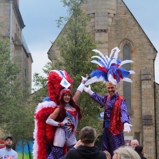 Stilt Walkers at the Platinum Jubilee Celebrations