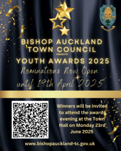 Youth Awards 2025 Nomination Poster with QR Code. Nominations open until 19th April 2025.